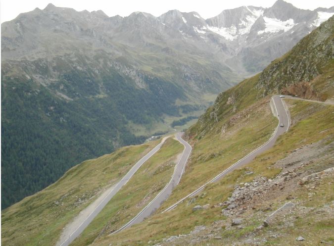 Panorama und Kehren auf der Südseite des Timmelsjochs